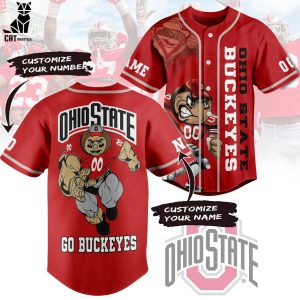 Personalized Oho State Buckeyes Mascot Design Red Baseball Jersey