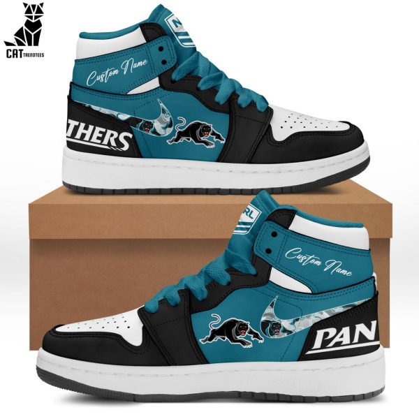 Personalized Penrith Panthers Mascot Design Blue Black Air Jordan 1 High Top