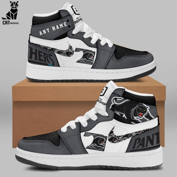 Personalized Penrith Panthers Nike Logo Gray White Design Air Jordan 1 High Top