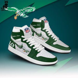 Personalized Philadelphia Eagle NFL Mascot Green White Design Air Jordan 1 High Top