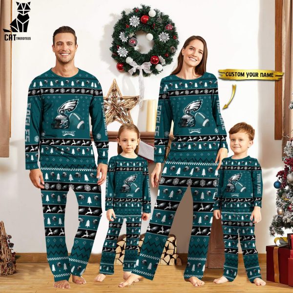 Personalized Philadelphia Eagles Christmas And Sport Team Mascot Design Pajamas Set Family