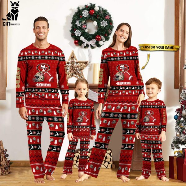 Personalized San Francisco 49ers Christmas And Sport Team Red Logo Design Pajamas Set Family