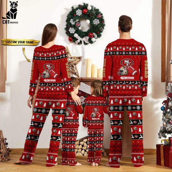 Personalized San Francisco 49ers Christmas And Sport Team Red Logo Design Pajamas Set Family