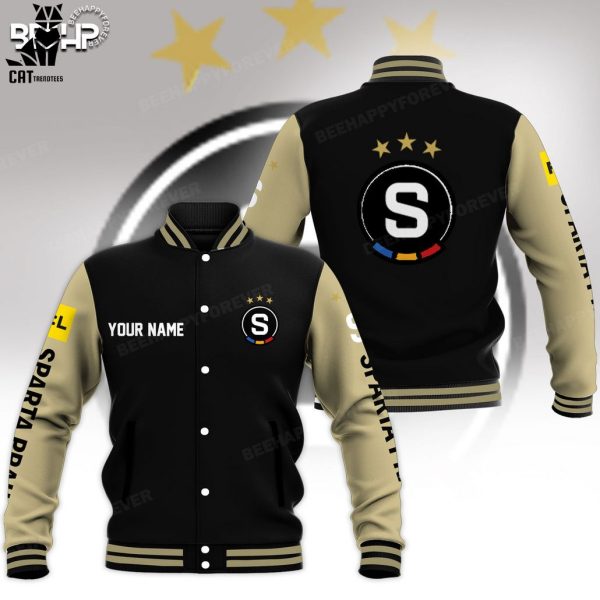 Personalized Sparta Praha Black Gray Design Baseball Jacket