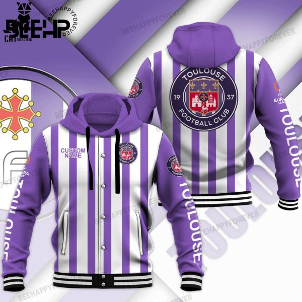 Personalized Toulouse Football Club Purple Vertical Striped Design Baseball Jacket