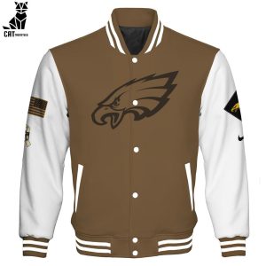 Philadelphia Eagles  NFL Brown White Nike Logo Design Baseball Jacket
