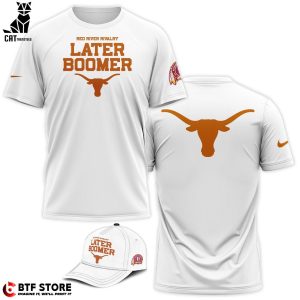 Red River Rivalry Later Boomer Texas Longhorns White Nike Logo Design 3D T-Shirt