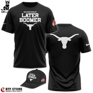 Red River Rivalry Later Boomer Texas Longhorns Black Nike Logo Design 3D T-Shirt
