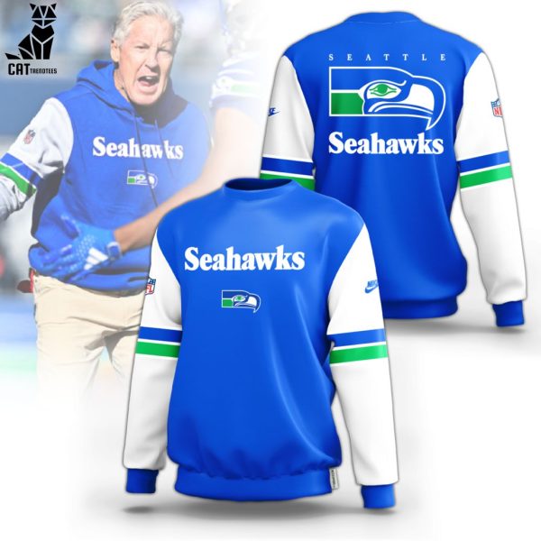 Seahawks Throwback NFL Logo Design On Sleeve 3D Sweater