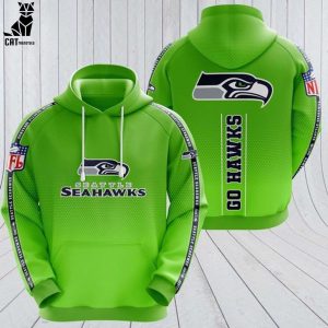 Seattle Seahawks go Hawks Mascot Green Design 3D Hoodie