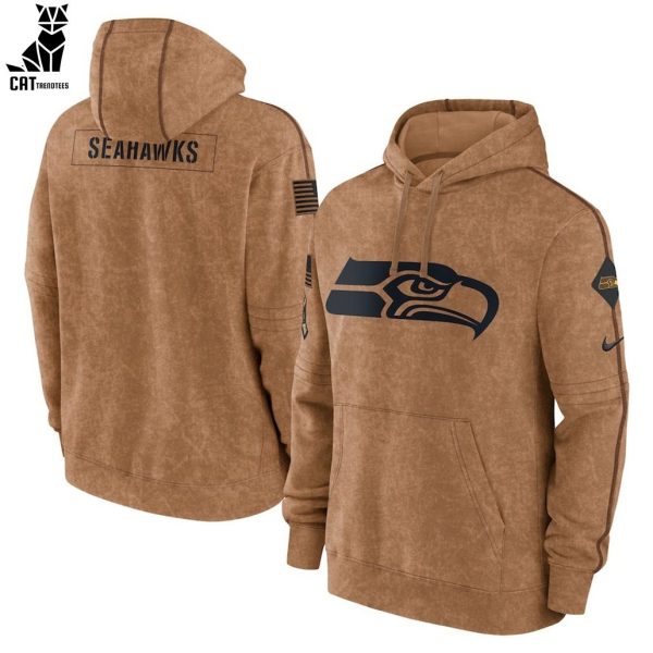 Seattle Seahawks Mascot Nike Logo Brown On Sleeve 3D Hoodie
