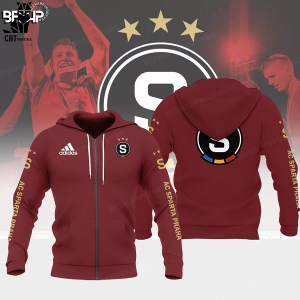 Sparta Praha Red Adidas Logo Design 3D Hoodie