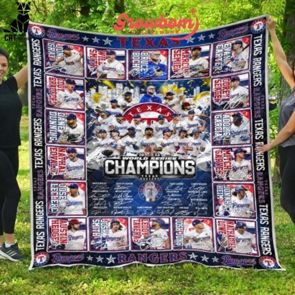Texas Rangers 2023 World Series Champions Logo Design Blanket