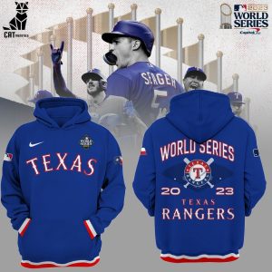 Texas Rangers 2023 World Series Nike Logo Blue Design 3D Hoodie