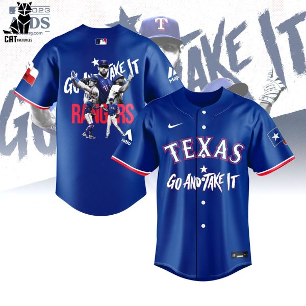 Texas Rangers Go And Take It Blue Design Baseball Jersey