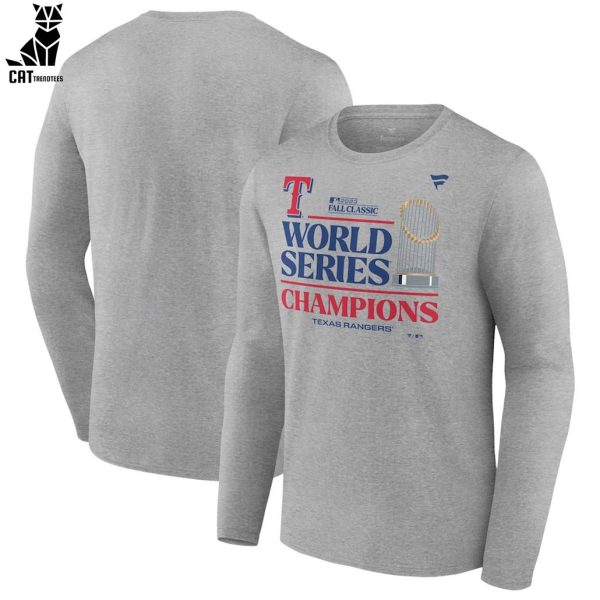 Texas Rangers MLB World Series Champions 2023 Gray Design 3D T-Shirt