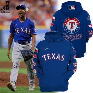 Texas Rangers Nike Logo Blue Deisgn 3D Hoodie