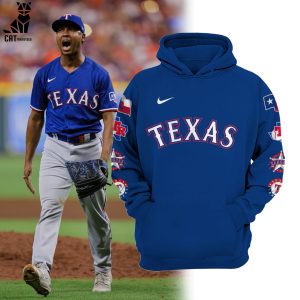Texas Rangers Nike Logo Blue Deisgn 3D Hoodie