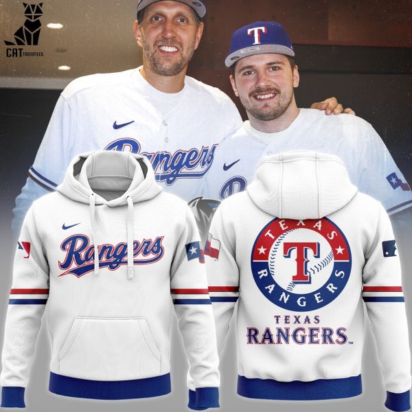 Texas Rangers Nike Logo White Design 3D Hoodie