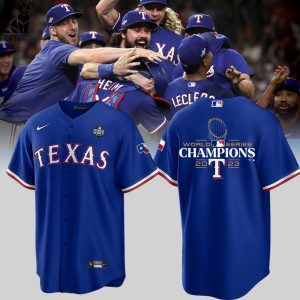 Texas Rangers World Series Champions Nike Logo Blue Design Baseball Jersey