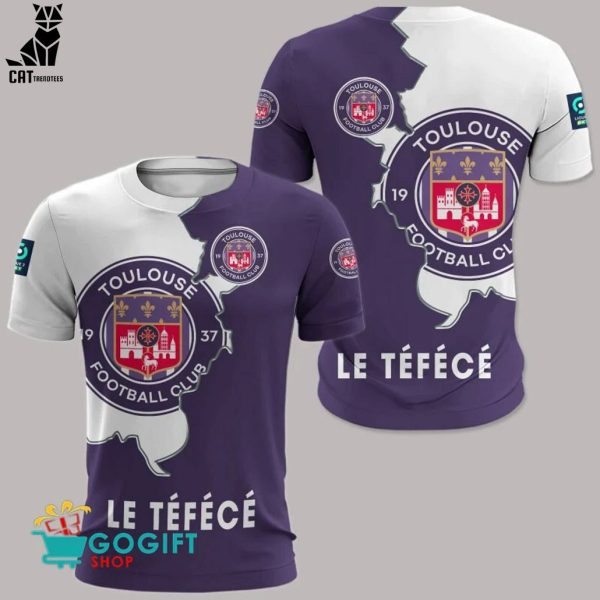 Toulouse Football Club Logo Design On Sleeve Purple White 3D Hoodie