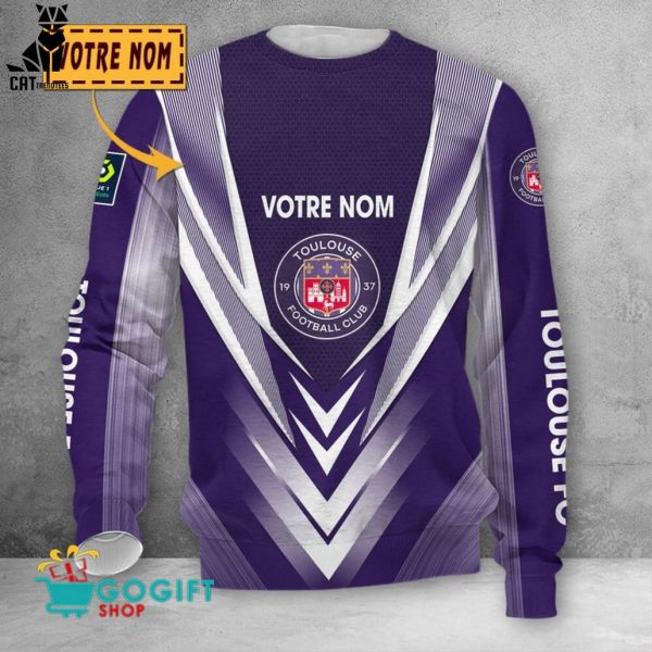 Votre Nom Toulouse Football Club Purple White Design 3D Hoodie