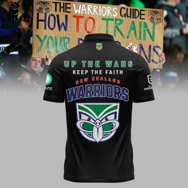 Warriors Up The Wahs NRL New Zealand Warriors Black Design 3D Polo Shirt