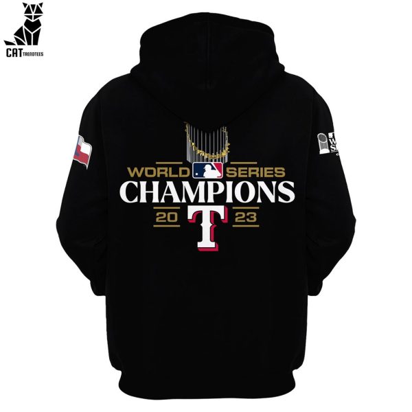 World Series Champions Texas Rangers Logo Black Design 3D Hoodie