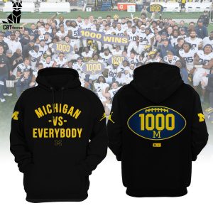 1000 Wins Michigan Vs Everybody Logo Black Design 3D Hoodie