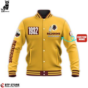 Personalized Washington Redskins Yellow 1932 Design Baseball Jacket