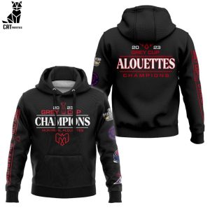 2023 Grey Cup Champions Montreal Alouettes  Black Design 3D Hoodie