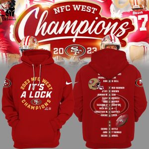 2023 NFC West It’s a Lock Champions 2023 Nike Logo Red Design Hoodie Longpant Cap Set