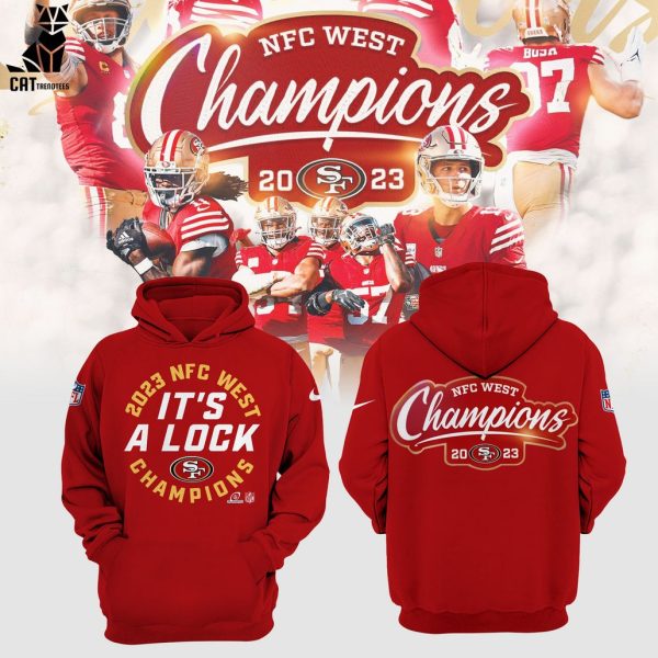 2023 NFC West It’s a Lock Champions 2023 Red Nike Logo Design Hoodie Longpant Cap Set