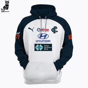 AFL Carlton Blues Charlie Curnow 30 Pullover White Blue Design 3D Hoodie