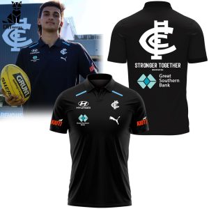 AFL Carlton Blues Ontime Hyundai Black Design 3D Polo Shirt