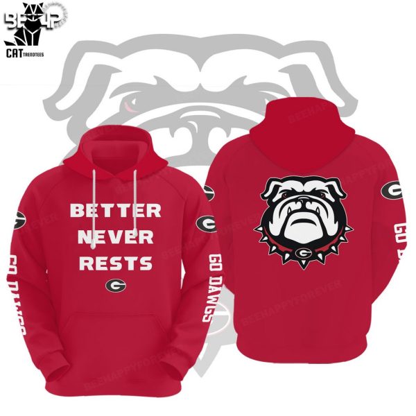 Better Never Rests Georgia Bulldogs Red Go Dawgs Mascot Design 3D Hoodie