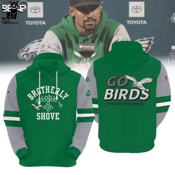 Brotherly Shove Philadelphia Eagles Kelly Green Go Birds NFL Logo Design 3D Hoodie