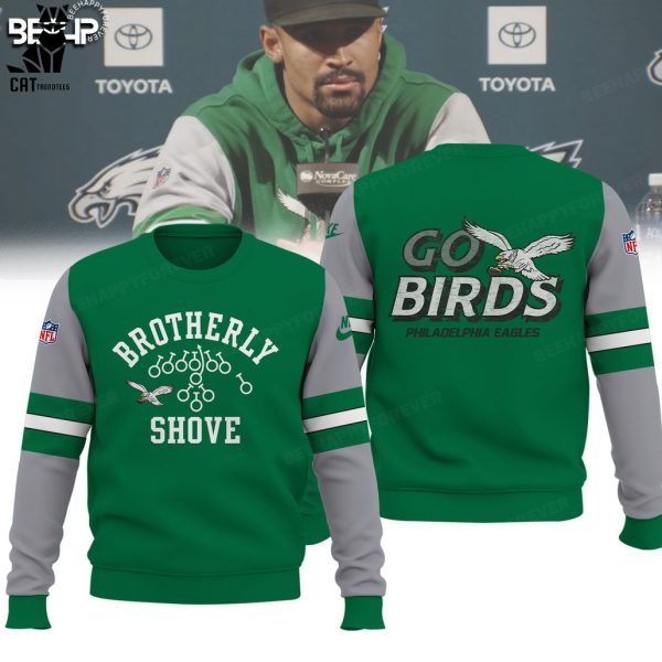 Brotherly Shove Philadelphia Eagles Kelly Green Go Birds NFL Logo Design 3D Hoodie