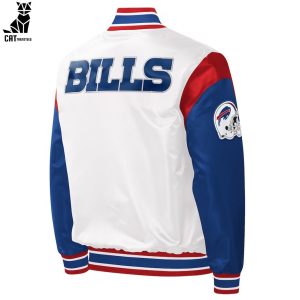 Buffalo Bills Mascot Blue White Design Baseball Jacket