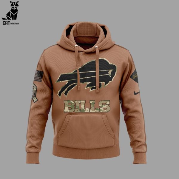 Buffalo Bills NFL Salute To Service Veteran Brown Nike Logo Design 3D Hoodie