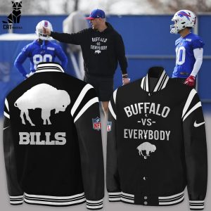 Buffalo vs Everybody NFL Buffalo Bills Football Team Black Design Baseball Jacket