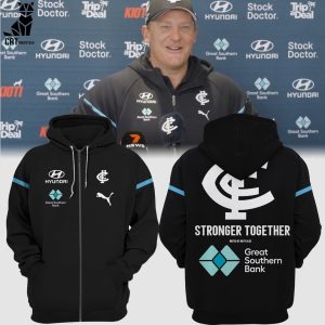 Carlton Blues FC Hyundai Logo Black Design 3D Hoodie