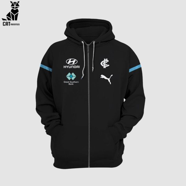 Carlton Blues FC Hyundai Logo Black Design 3D Hoodie