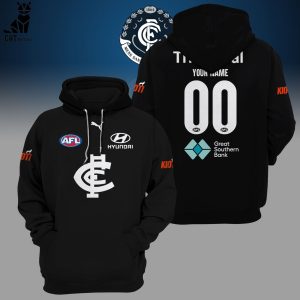 Carlton Blues Hyundai AFL Black Design 3D Hoodie