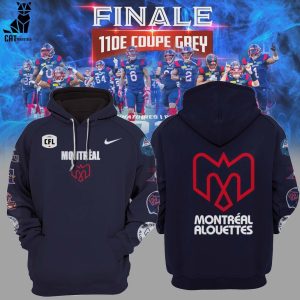 CFL Montreal Alouettes Nike 2023 Champions CFL Grey Cup Blue Design 3D Hoodie