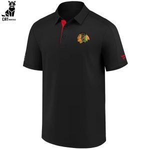 Chicago Blackhawks Black Logo Design 3D Polo Shirt