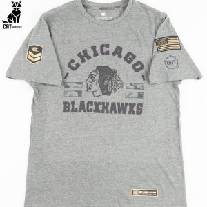 Chicago Blackhawks Military Appreciation Gray Design 3D T-Shirt