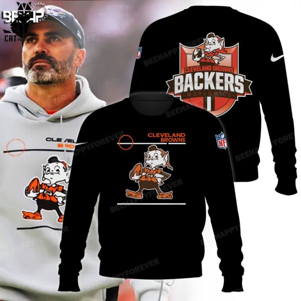 Cleveland Browns Backers Worldwide NFL Logo Black Design 3D Hoodie