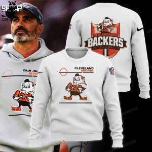 Cleveland Browns Backers Worldwide NFL Logo White Design 3D Hoodie
