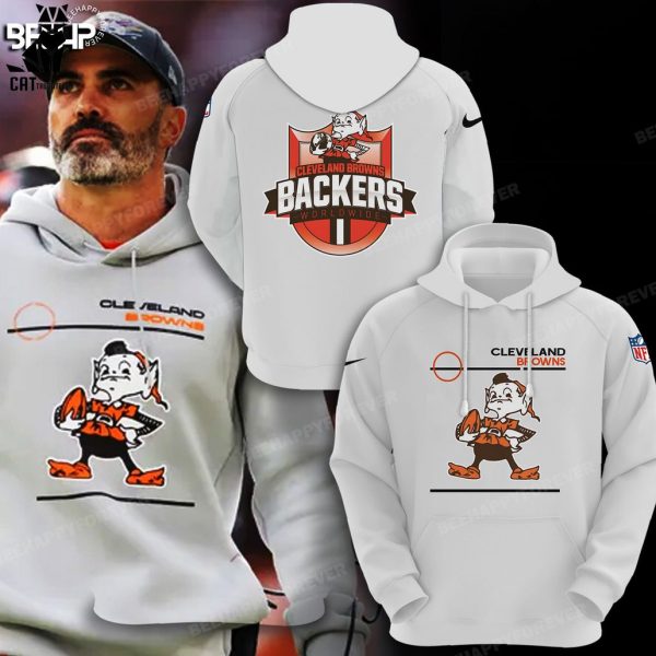 Cleveland Browns Backers Worldwide NFL Logo White Design 3D Hoodie